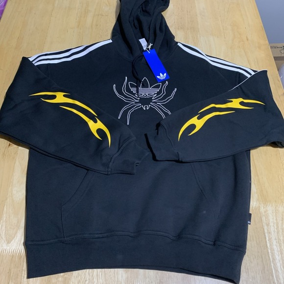 adidas Other - adidas Originals Men's Pullover Hoodie Black Size Medium Spider Flame Graphic